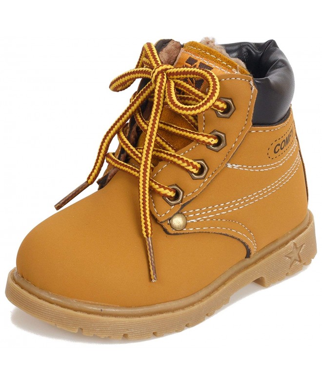 Boots Boys Girls Soft Toe Classic Waterproof Insulated Winter Snow Boots (Toddler/Little Kid) - Tan (Fur Lined) - CE18HNKODZ8...