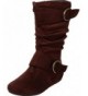 Flats Girls' Closed Round Toe Slouch Double Buckle Flat Mid-Calf Boot (Toddler/Little Kid/Big Kid) - Brown Imsu - C718G4EM709...