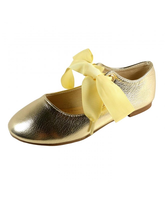 Flats Toddler Little Girls Dress Ballet Mary Jane Bow Flat Shoes - Nfgf211 - Gold - CC12O2UWFO3 $24.18