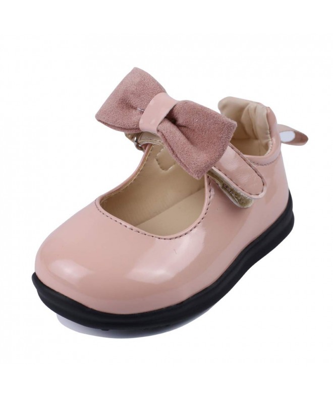 Flats Baby Girls Mary Jane Toddler Walking Flat Infant Girl Bow Princess Dress Shoes with Nonslip Rubber Sole - Pink - CO18NA...