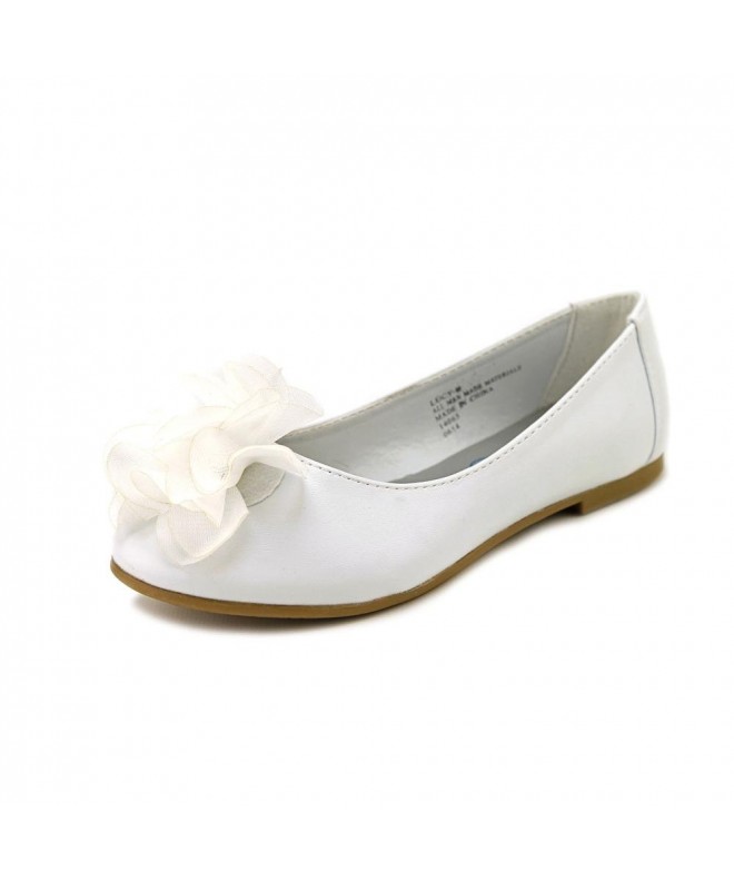 Flats Little Girls Flat Flower Dress Shoe - White - CO11FU8PPIL $31.92