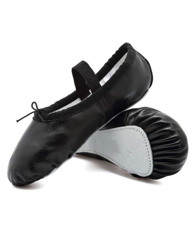 Flats Girls Leather Ballet Slipper/Ballet Shoes/Yoga Dance Shoe(Toddler/Little/Big Kid/Women) - Black - C9189KTS7L6 $24.90