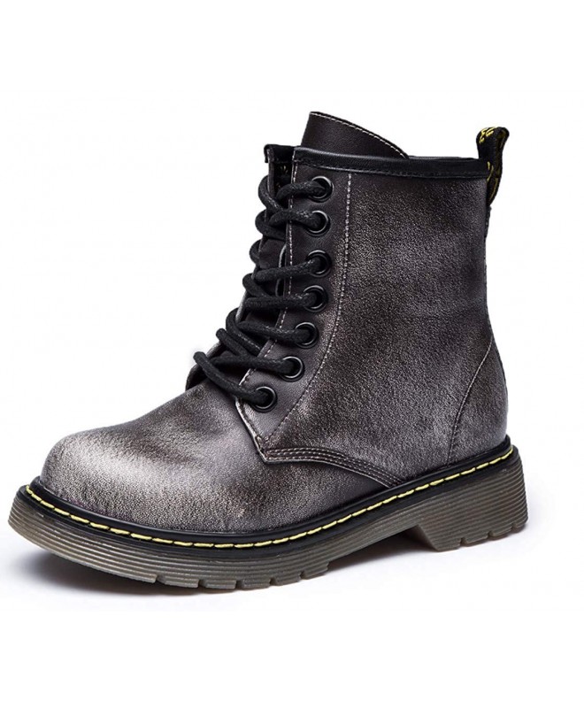 Boots Boys & Girls Waterproof Outdoor Side Zipper Lace-Up Leather Winter Snow Ankle Boots - Gray(upgraded) - CK18ID02Q4T $56.73