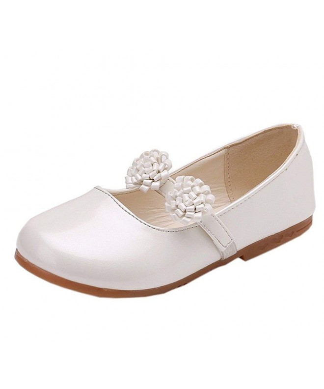 Flats Flower Girl Shoes Basic Round Toe Patent Ballerina Flat - White - C7185N05Z38 $31.23