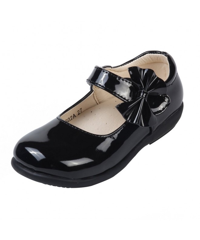 Flats Girls' Black Leather Shoes School Uniform Leisure Mary Jane Princess Shoes - Black1 - C318GG22H3C $43.78