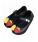 Flats Girls Cute Tomato Jelly Shoes Mary Jane Flats for Toddler Little Kids - Black - C417Z6XGR5R $21.17