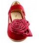 Flats Girl's Flower Bow Top Mary Jane Suede Flat - Red - CP184OZ06TN $32.16
