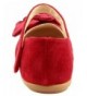 Flats Girl's Flower Bow Top Mary Jane Suede Flat - Red - CP184OZ06TN $32.16