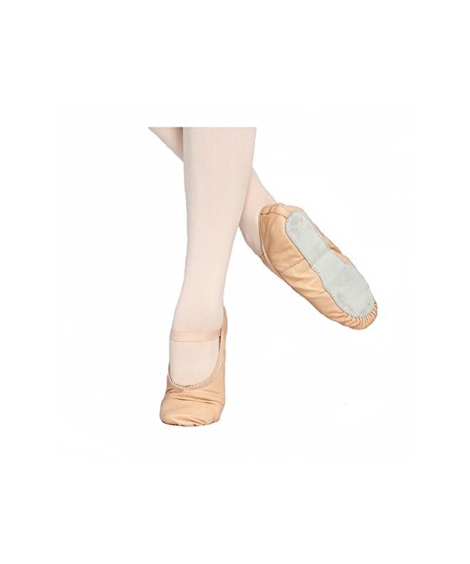 Flats Ballet Slippers for Girls Leather Full Sole Ballet Dance Shoe (Toddler/Little Kid) - Pink - CW12IJ1TXCJ $28.84