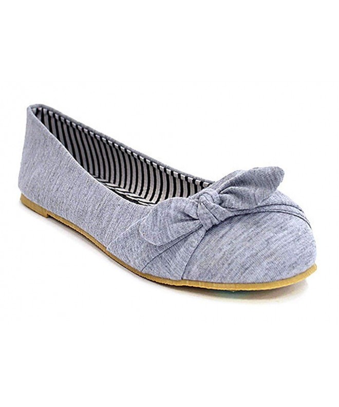 Flats Casual Slip On Side Bow Comfortable Ballerina Flat (Toddler/Little Girl) - Grey - CN12MXWWEL4 $26.55