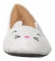 Flats Girl's Slip on Animal Themed Critter Ballet Flat (Cat - Panda - Unicorn - Fox) - Grey - CV11ZU63XJV $26.71