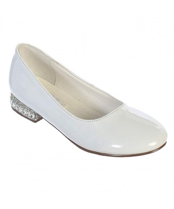 Flats Rhinestone Ornamented Heel Flats Flower Girls Shoes (Size 9-Youth5) - White - C312NYLC2OZ $49.15