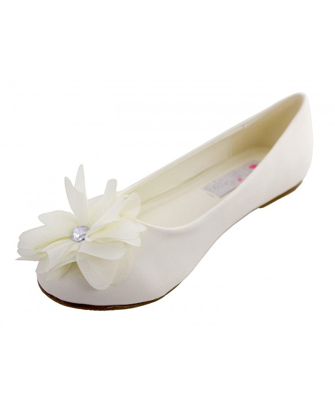Flats Cinderella Shimmer Flats for Girls - Ivory - CC119CURF0J $42.07