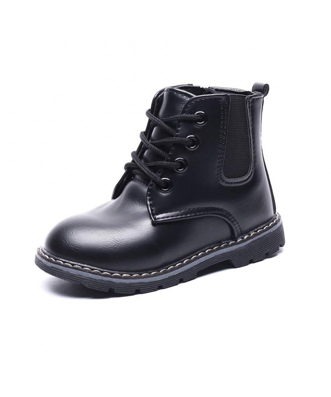 Flats Kid Girls Outdoor Ankle Boots Toddler Zip Waterproof Walking Shoes for Boys - Black - CG18KWU8AZU $30.55