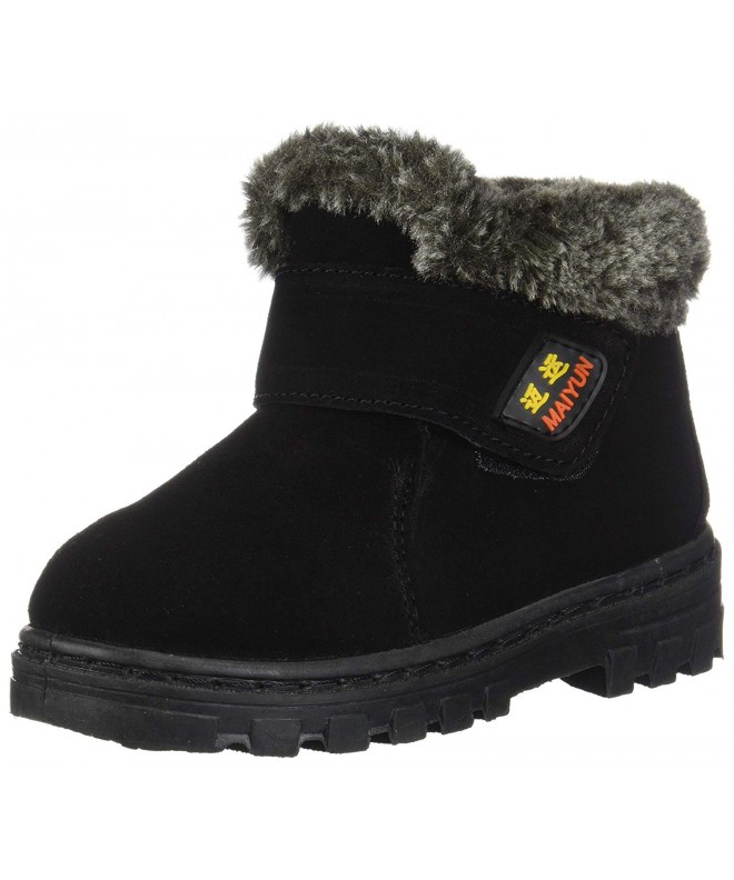 Boots Boy's Girl's Classic Waterproof Suede Leather Snow Boots (Toddler/Little Kid/Big Kid) - Black - C211R3HP3PR $36.60