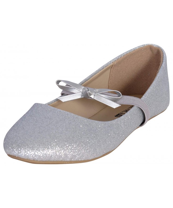 Flats Girls Glitter Ballet Flats (Toddler - Little Kid - Big Kid) - Silver - C61854MZ5RW $26.34