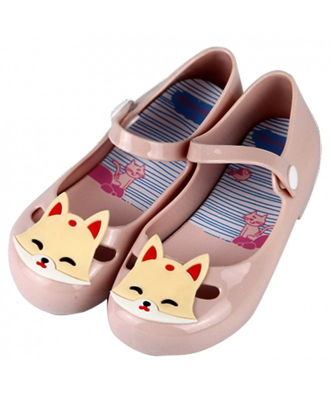 Flats Girls Princess Jelly Shoes Mary Jane Flats Cute Fox Sandals for Toddler Little Kids - Beige - CC17XWTUT0Q $22.88