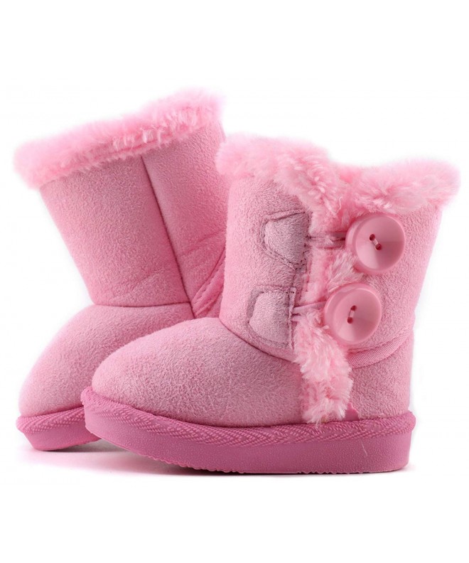 Boots Little Girls Fur Lined Flower Winter Ankle Booties(Toddler/Little Kid) - Pink - CZ18LCW3QN4 $26.83