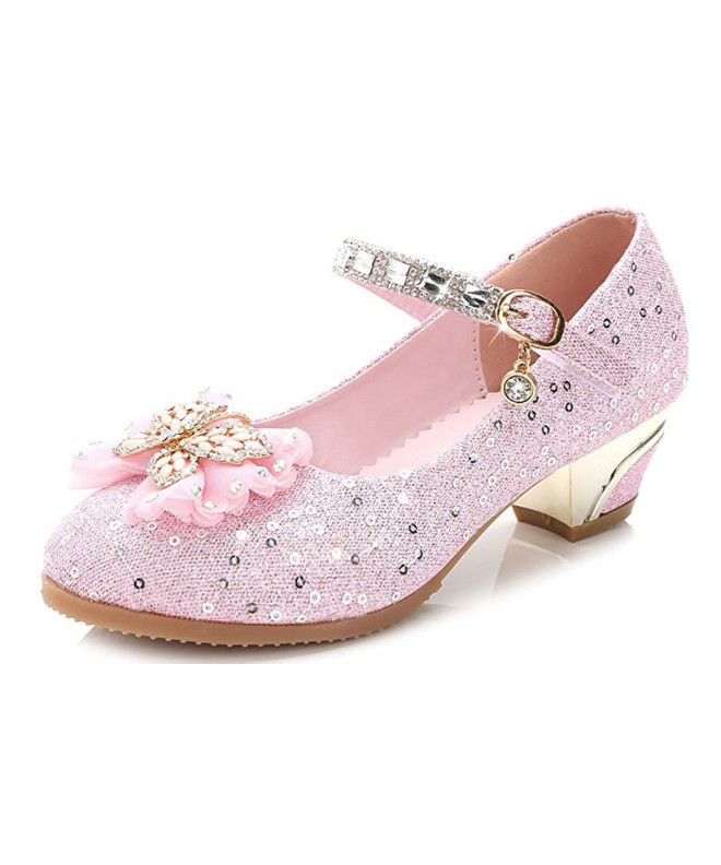 Flats Mary Jane Cute Pink Glitter Sequin Party Wedding Low Heel Princess Shoes - C518M6HTIXE $48.81