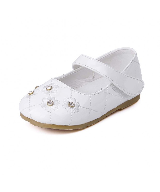 Flats Flower Ballerina Flats Princess Dress Mary Jane Shoes for Little Girls - White - C118I0U2SWE $36.81