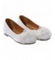 Flats Girls Elegant Ballerina Slipper with Sheer Organza Flower and Pearl Accents - White - CU18M474CLT $38.43