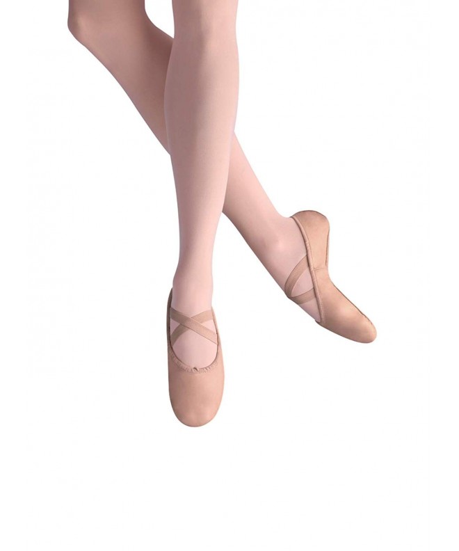 Flats Girl's Ensemble Split Sole Leather Ballet Dance Slipper/Shoe - Ballet Pink - CJ17YDTIQE0 $57.42