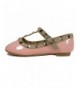 Flats Toddler Baby Girls Strap Shiny Studs Dress Flat Shoes - Pink - CQ12C17UK8N $30.80