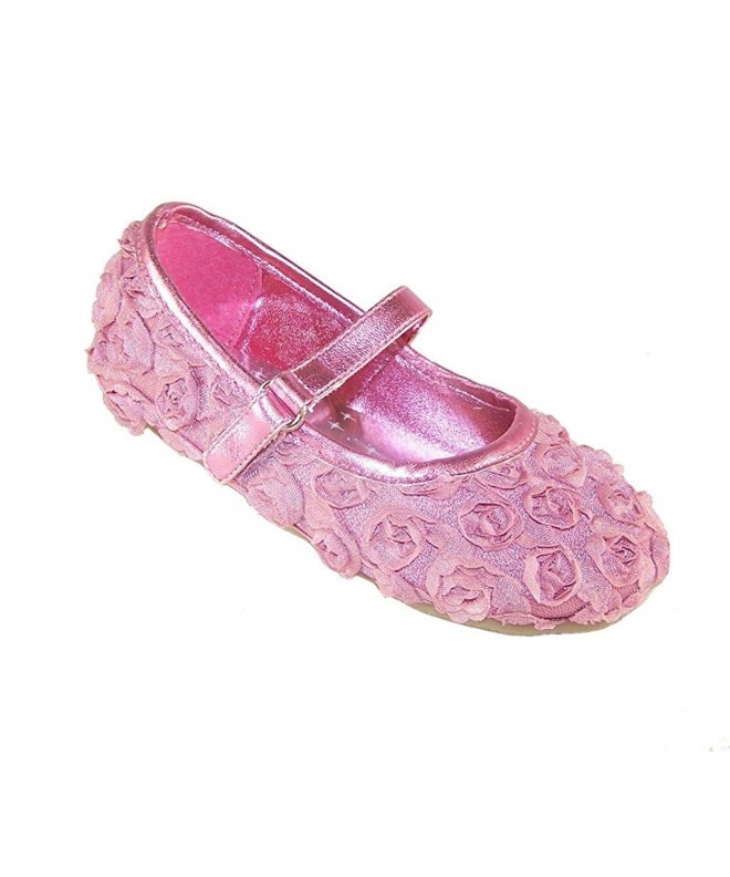Flats Girls Infant Pink Satin and Flower Ballerina Shoes Ballet-Flats - Pink - CJ11T0JZL5X $19.70