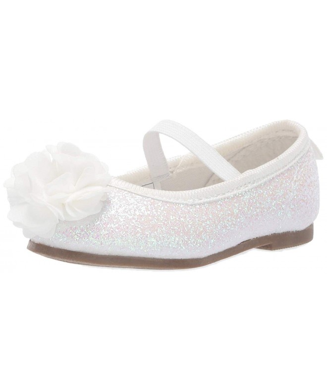 Flats Kids Calista Girl's Glitter Flower Ballet Flat - White - CO18EL6I6GA $64.41