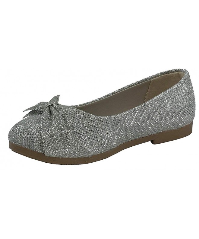 Flats Girls Kids Lace Sparkle Princess Dress Ballet Flats - Silver - C81868WLGNN $25.11