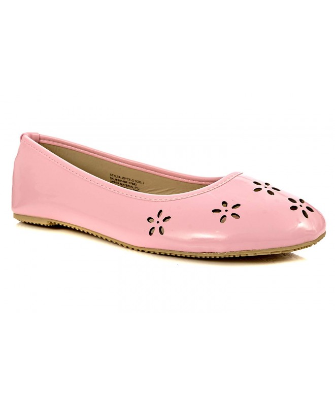 Flats Girls Causal Slip On Ballet Flats with Floral Cut Out (Little Girl/Big Girl) - Pink - CZ12JQWWBFL $20.05
