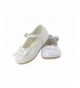 Flats Mary Jane with Flower Ribbon Accent Girl Shoes - Ivory - C411M9EO3JV $39.45