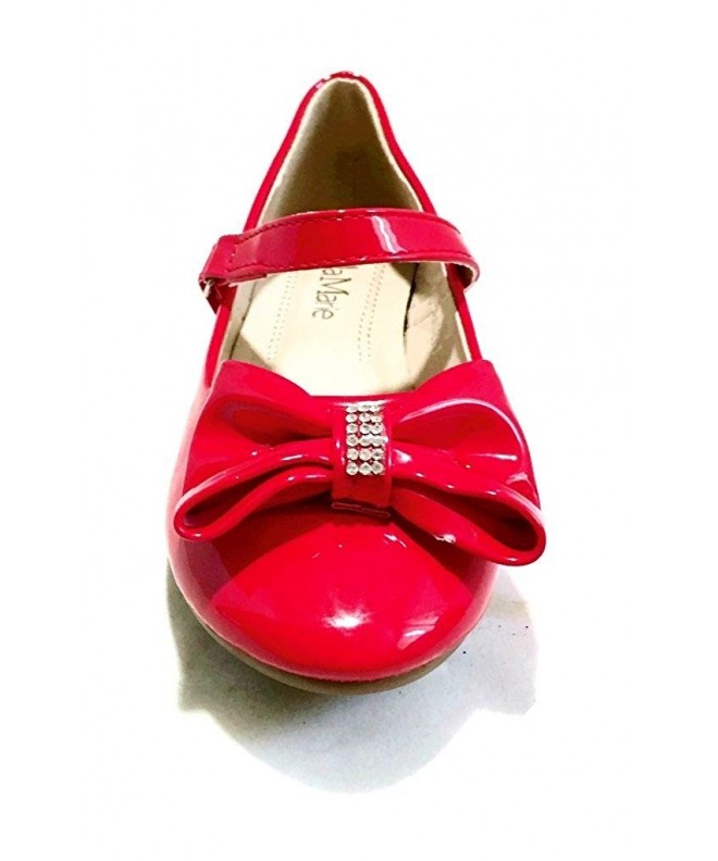 Flats Kids Dress Ballet Flats Mary Jane Slip On Comfortable Ballerina Synthetic Shoes - Red - CC12GJA0VOF $51.18