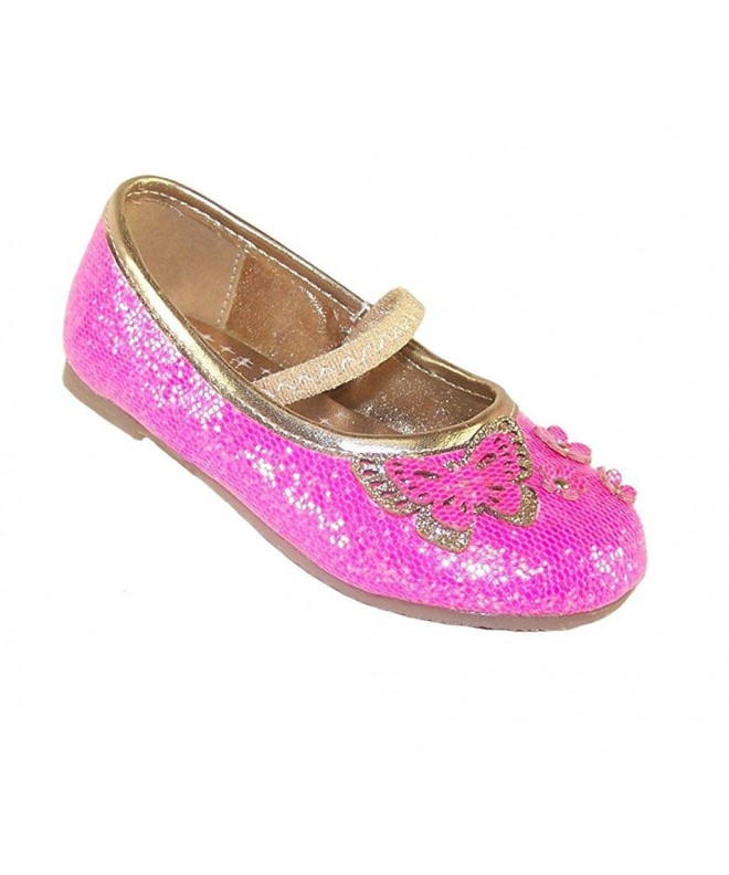 Flats Girls' Pink Glitter Party Toddler Shoes Synthetic Flats-Shoes - Pink - C311S5N5Q55 $18.68