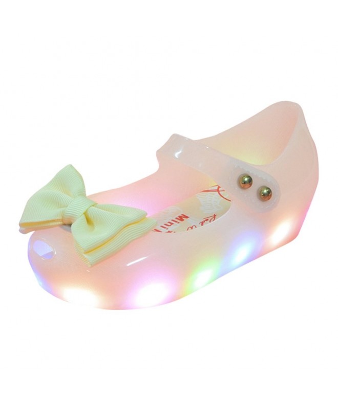 Flats Baby Girls' Bowtie LED Light Up Flashing Jelly Shoes Mary Jane (Toddler) - Pink Orange - CQ183K9KQ5U $32.05