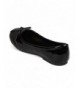 Flats Patent Leatherette Capped Toe Bow Tie Ballerina Flat (Little Girl/Big Girl) EI27 - Black - CX12HQ5OLAH $33.80