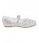 Flats Britt Lacy Glitter Dress Flats for Girls | Adjustable Ankle Strap | Comfortable Flats - White - CA18089ORIR $32.86
