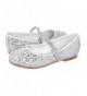 Flats Britt Lacy Glitter Dress Flats for Girls | Adjustable Ankle Strap | Comfortable Flats - White - CA18089ORIR $32.86