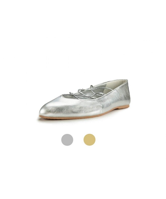 Flats Olivia Mommy & Me Shoes - Strappy Narrow Pointed Toe Flats for Girls | Big Kids - Silver - CN18EXH8Z84 $47.52