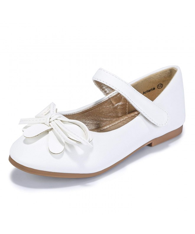 Flats Toddler/Little Kids Ariana Party Wedding White Ballet Flower Mary Jane Girls Flats Dress Shoes - CO18G2SU2GH $33.81