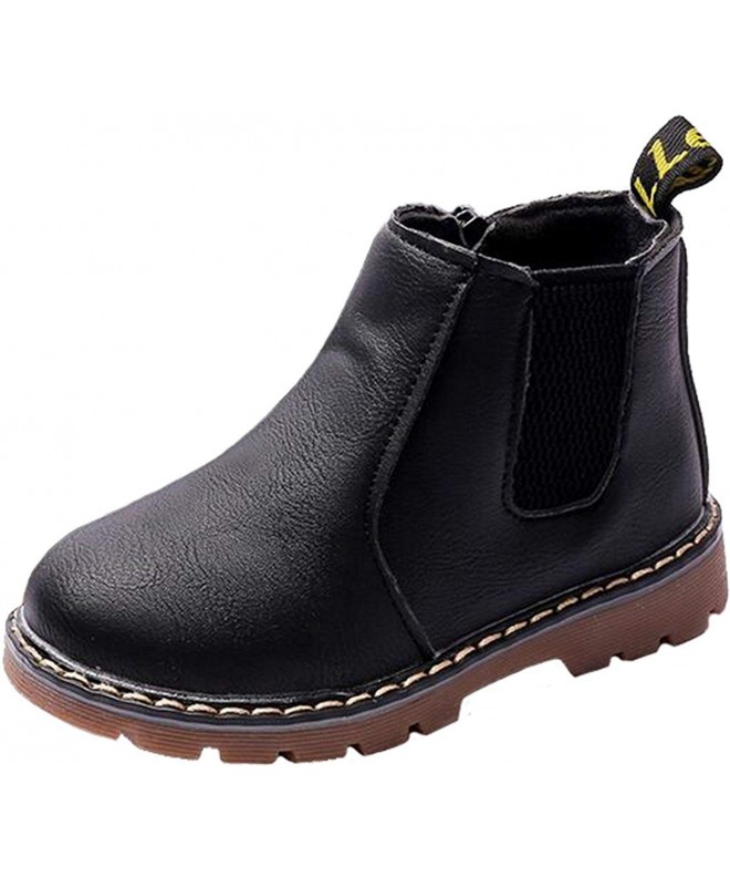 Boots Boy's Girl's British Waterproof Plush Inside Snow Boots(Baby/Toddler/Little Kid/Big Kid) - Black - C1186DMZNH4 $31.24