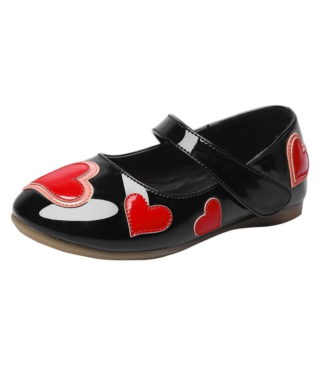 Flats Maxu Girls Sweet Heart Princess Outdoor Shoe(Toddler/Little Kid) - Black - CJ183ISDUYC $18.12