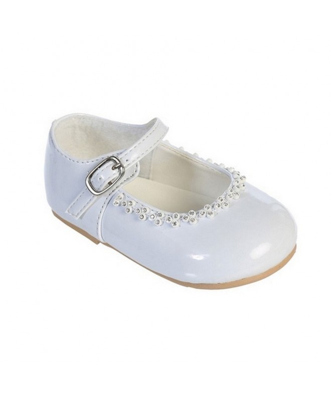 Flats Girls White Glitter Rhinestone Accents Mary Jane Dress Shoes 1-4 Baby - C4187CND7KG $43.35