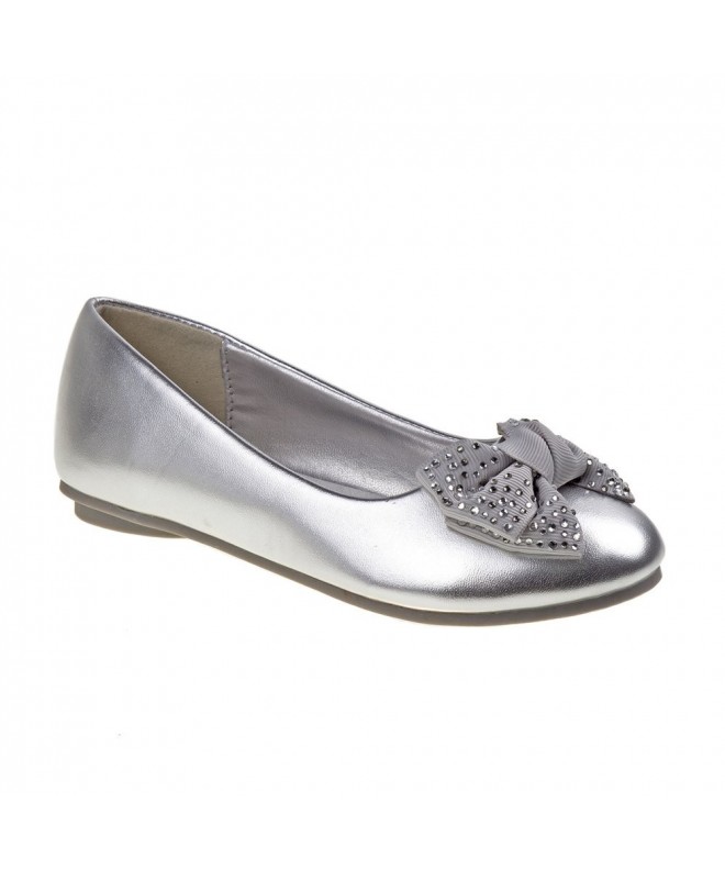 Flats Girls Laura Ashley Ballet Flats Metallic Gray - Silver - C91827LMO7M $52.44