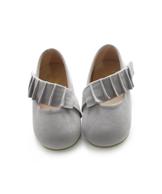 Flats Girl's Marry Jane Flat Shoes Shirring (Tooddler/Little Kid) Gray - CS18CZXG0S6 $33.71