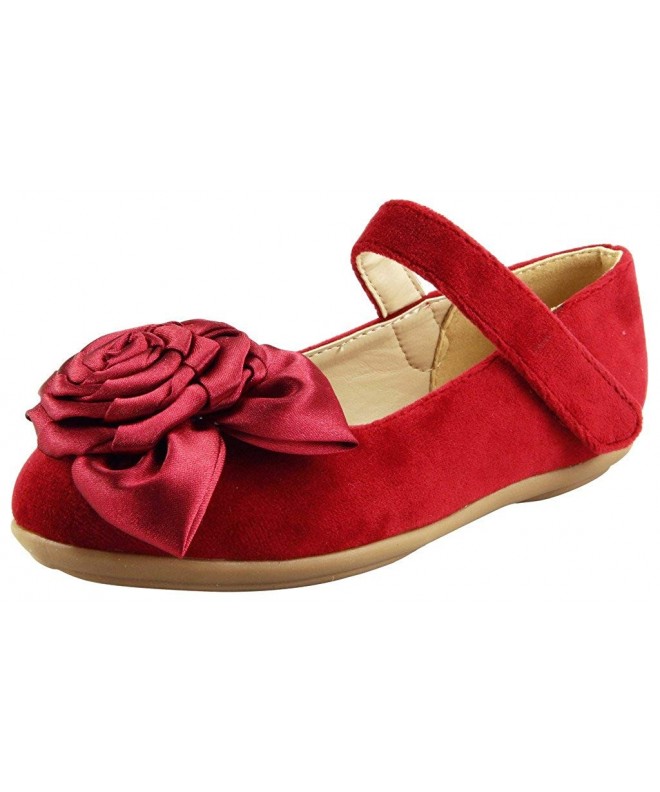 Flats Girl's Flower Bow Top Mary Jane - Red - CR186DYCTTW $29.05