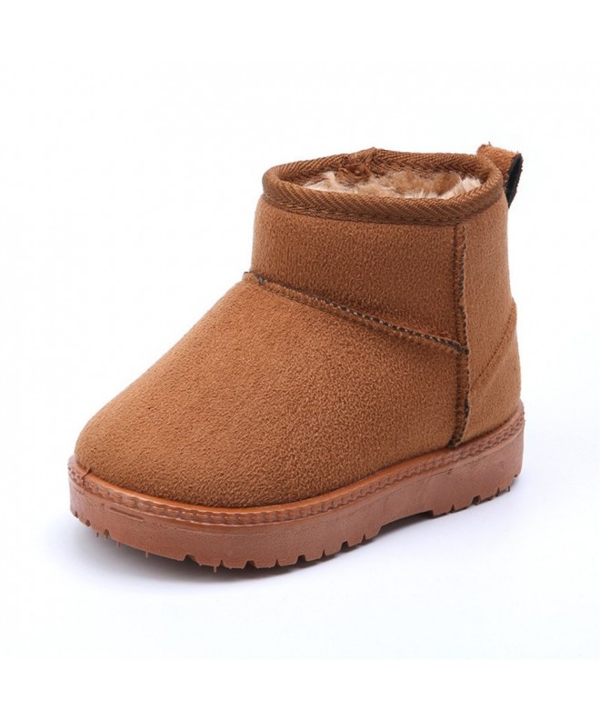 Boots Winter Boots Boy Girl Soft Warm Shoes Toddler Black Snow Boots (Toddler/Little Kid) - Khaki - CH186E9E5W8 $35.07