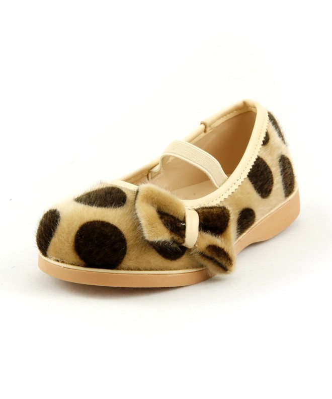 Flats Furskin Polka Dot Mary Jane Girl's Flat Shoes - Mocha - C5125VOSV39 $20.20