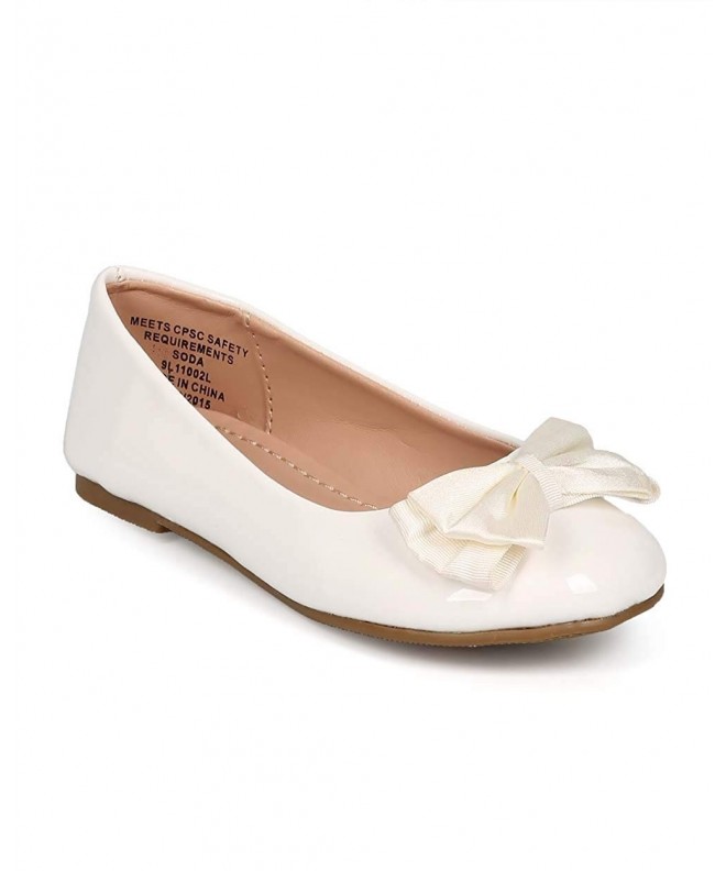 Flats Patent Round Toe Slip On Bow Ballet Flat (Toddler/Little Girl/Big Girl) EE62 - White - CP12EGZ60V9 $37.92