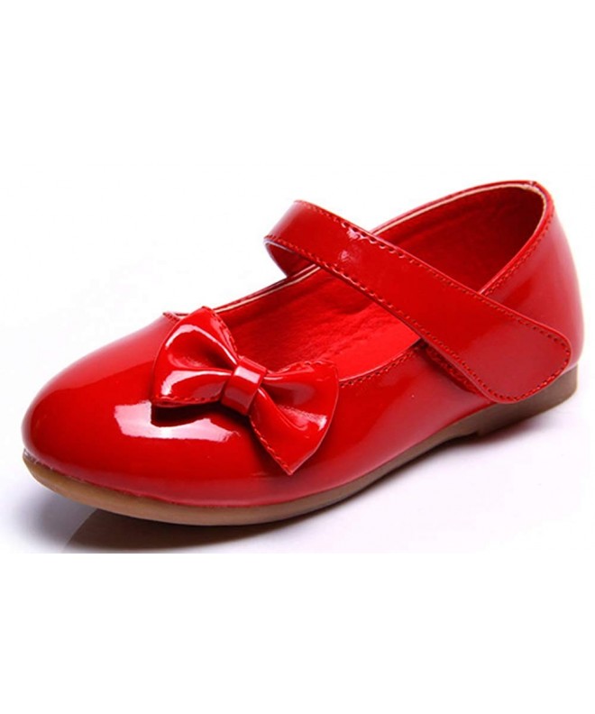 Flats Little Girl Dress Shoes Ballet Mary Janes Flats with Bow Red White Black Pink - Red - C7188NI5KHA $29.72